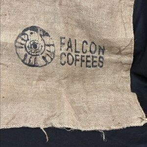 Large Falcon Coffees Burlap Sack